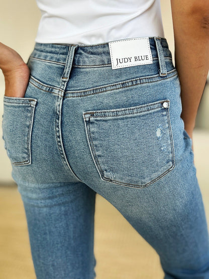 Philly Mid Rise Release Hem Distressed Bootcut Jeans - Driftwood Boutique