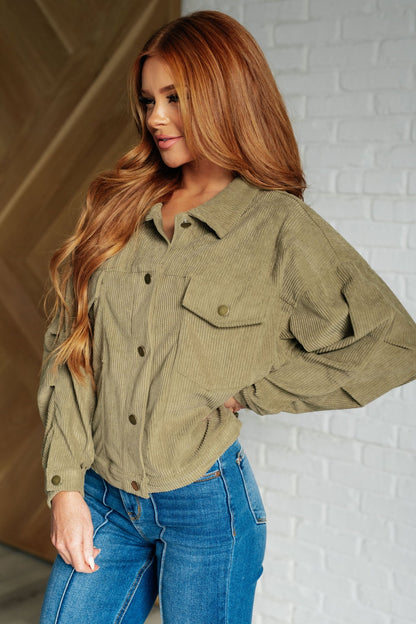 Primrose Corduroy Jacket in Olive - Driftwood Boutique