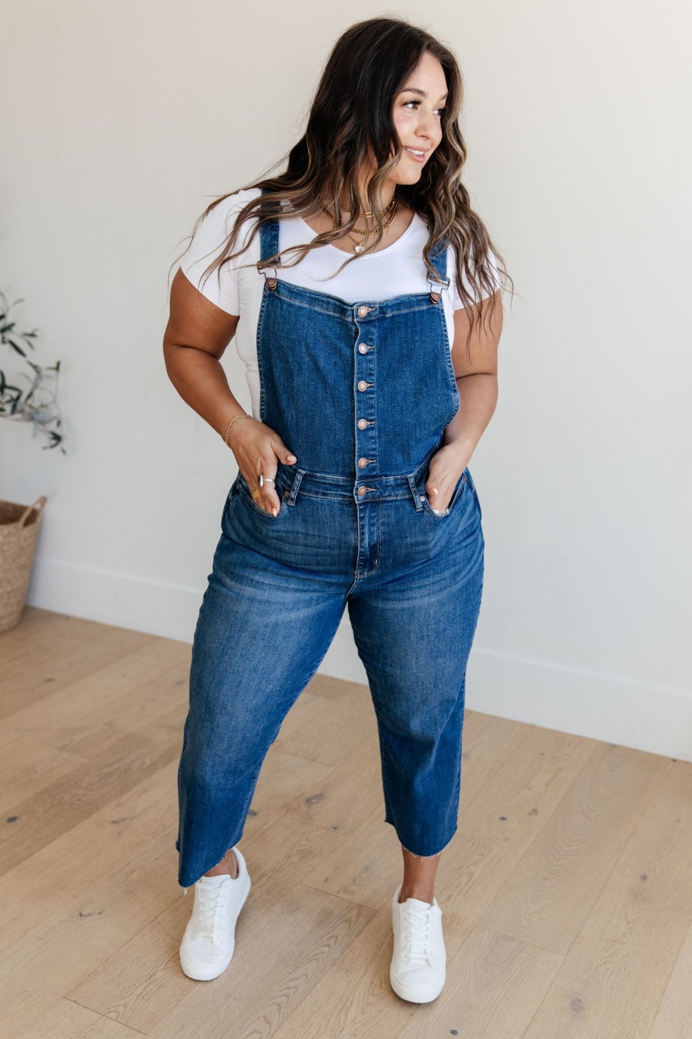 Priscilla High Rise Crop Wide Leg Denim Overalls - Driftwood Boutique