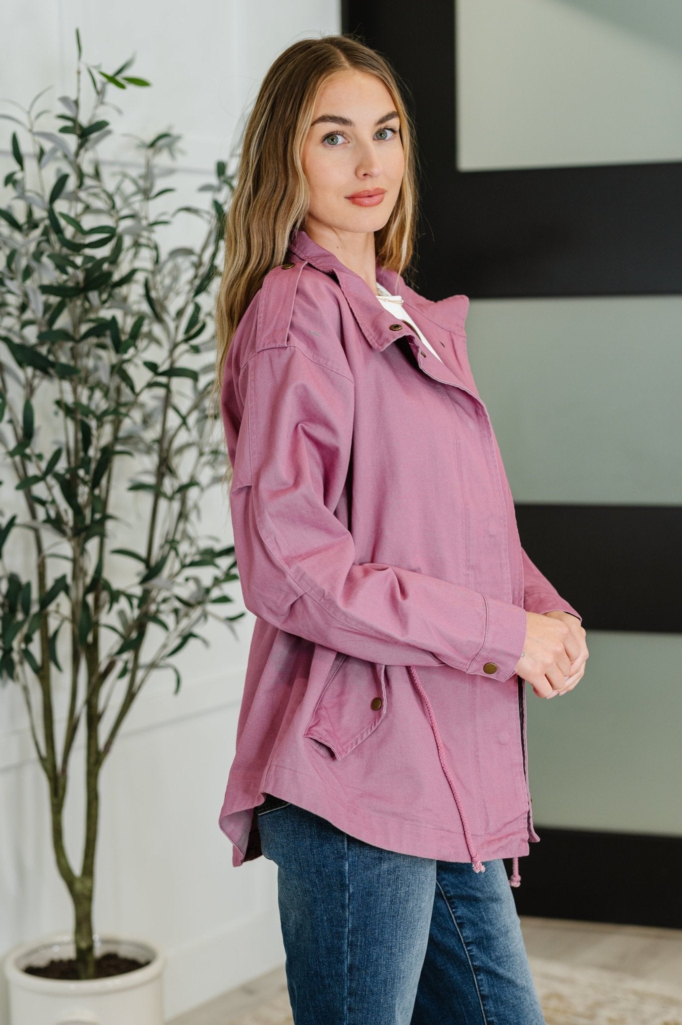 Puddle Jumper Full Front Zip Up Jacket in Mauve - Driftwood Boutique