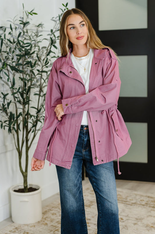 Puddle Jumper Full Front Zip Up Jacket in Mauve - Driftwood Boutique
