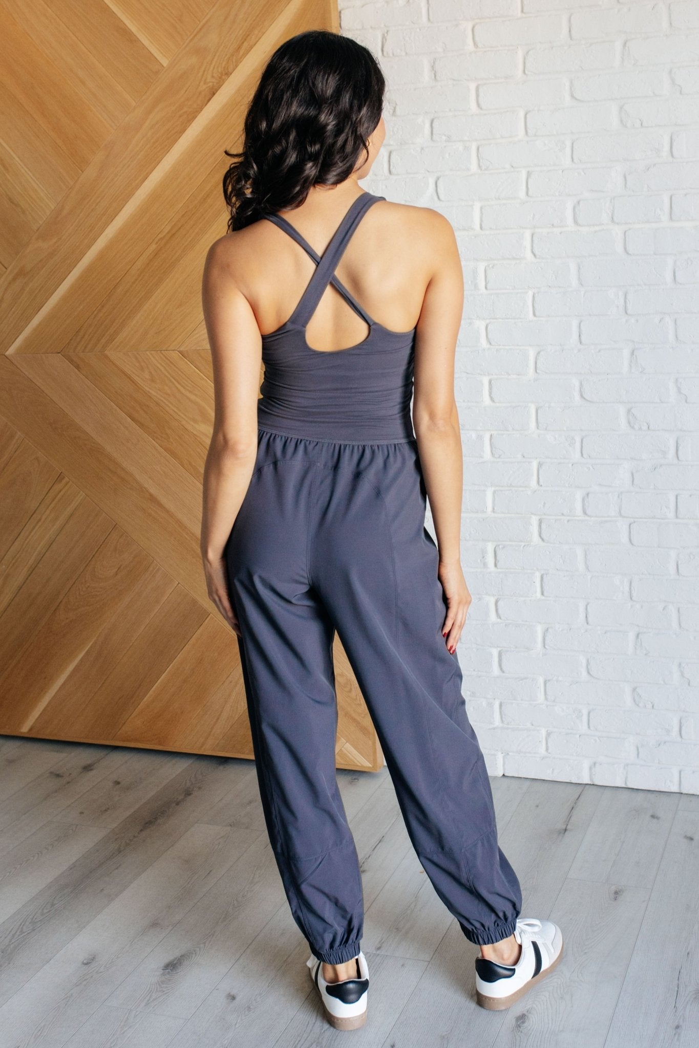 Raising Heart Rate Cutout Jumpsuit in Charcoal - Driftwood Boutique