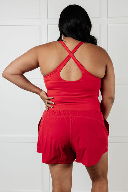 Raising Heart Rate Cutout Runsie In True Red - Driftwood Boutique