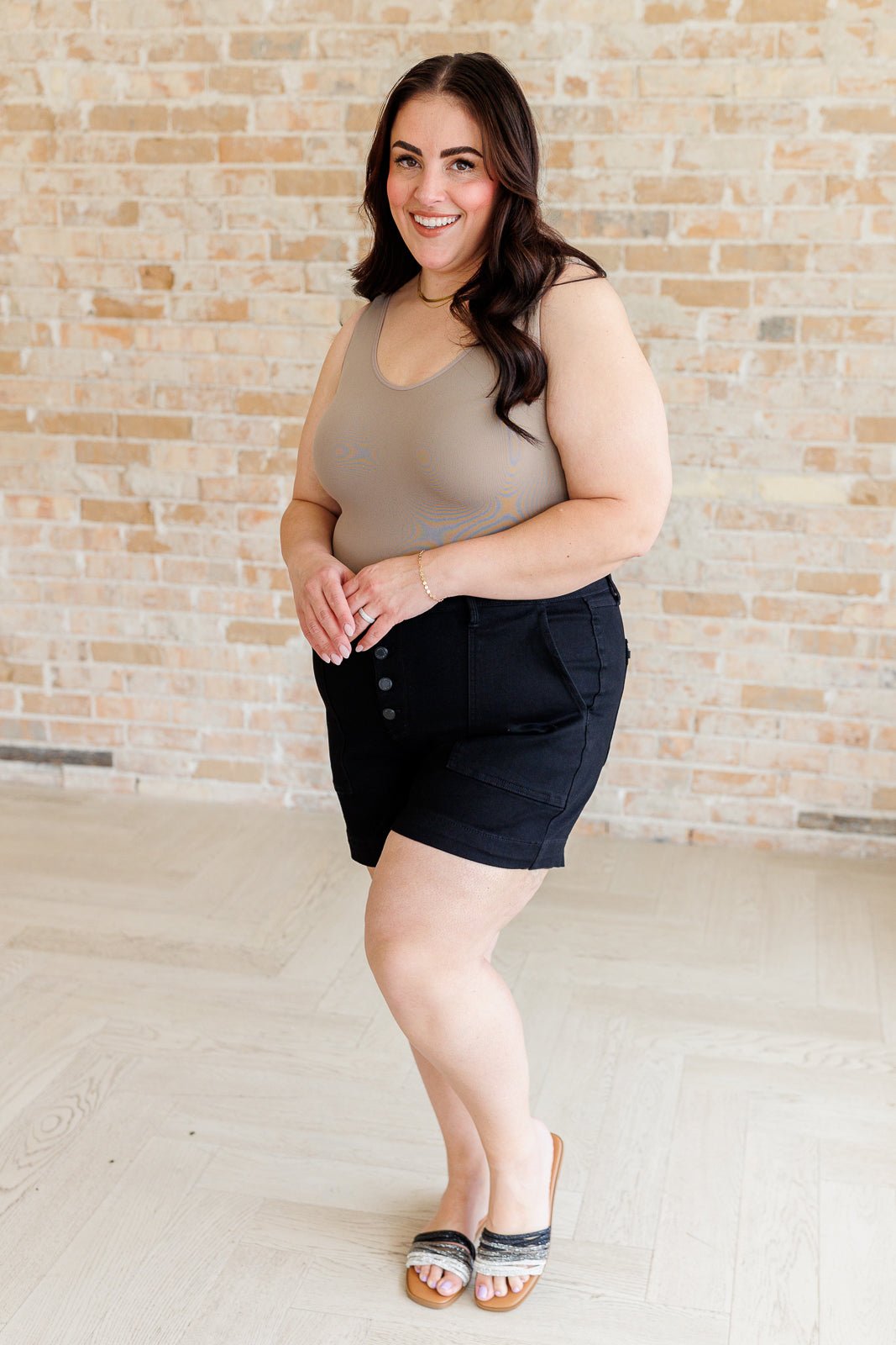 Reagan High Rise Button Fly Trouser Shorts - Driftwood Boutique