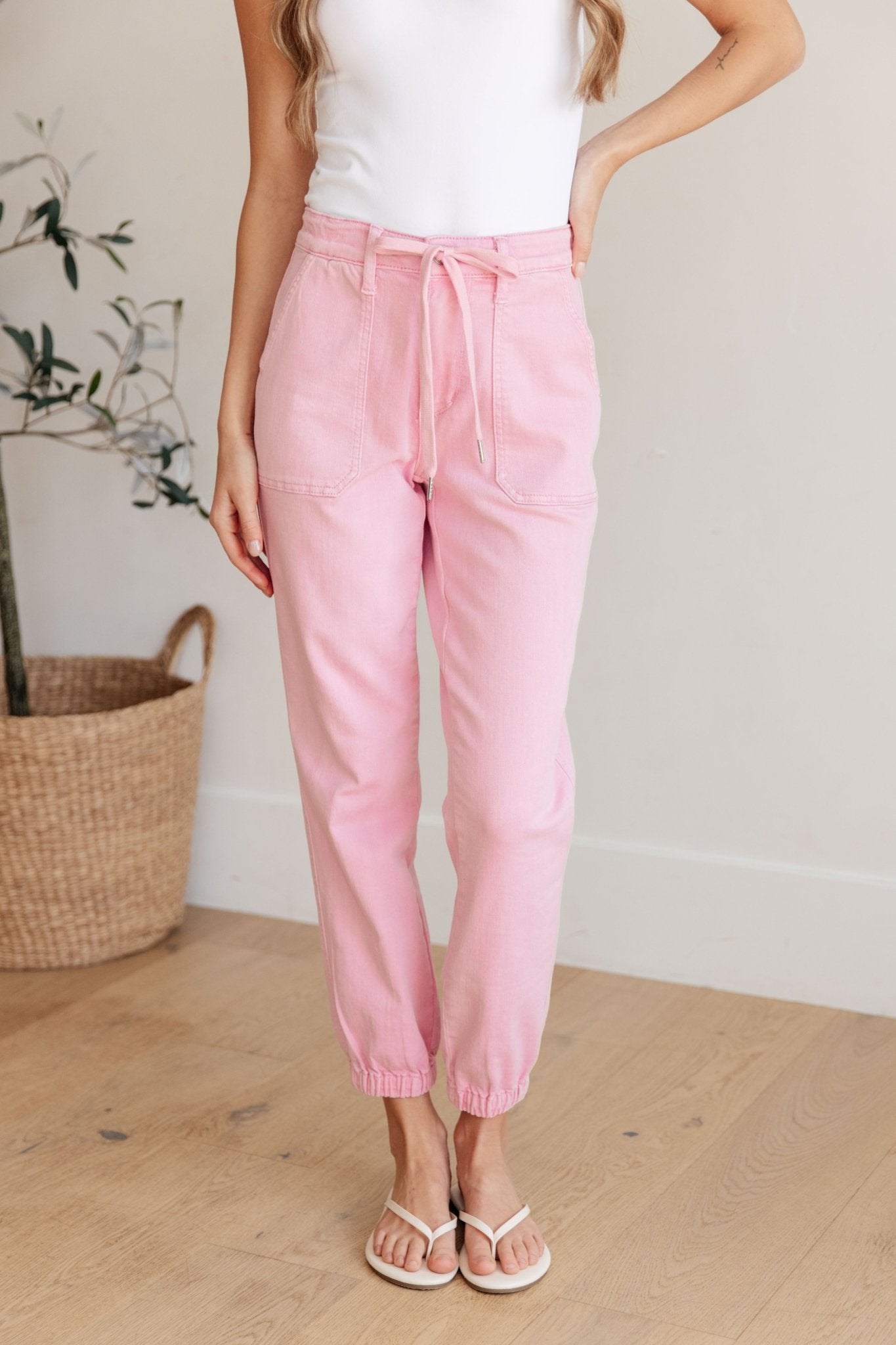 Regina High Rise Garment Dyed Denim Jogger - Driftwood Boutique
