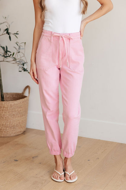 Regina High Rise Garment Dyed Denim Jogger - Driftwood Boutique