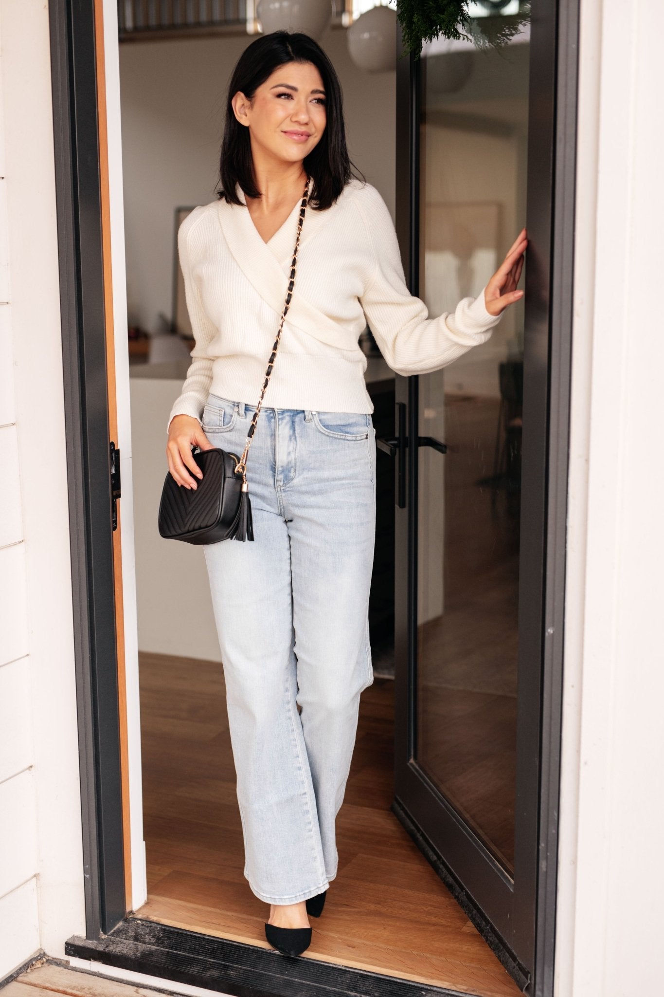 Requisite Request Surplice Crop Sweater - Driftwood Boutique