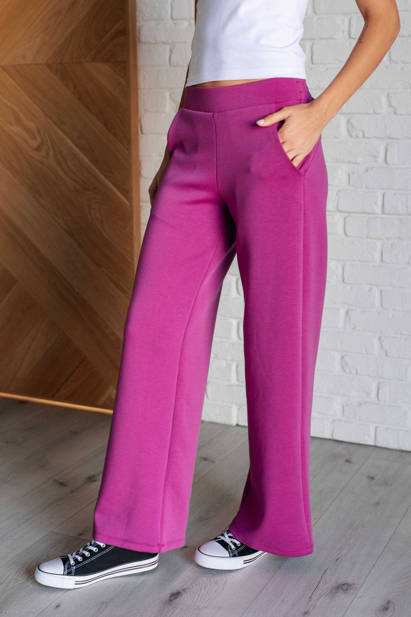 Resort Travel Wide Leg Crop Pant in Magenta - Driftwood Boutique