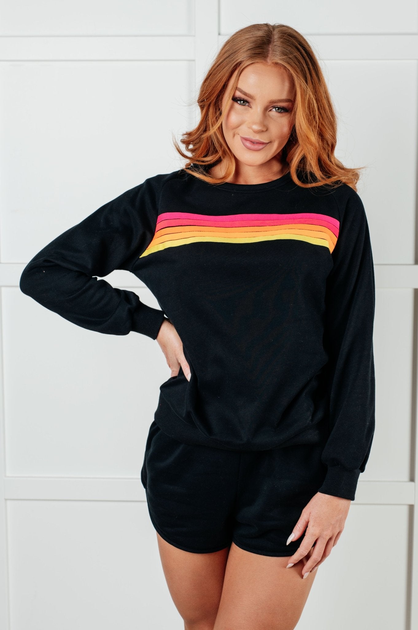 Retro Rainbow Shorts Set in Black - Driftwood Boutique