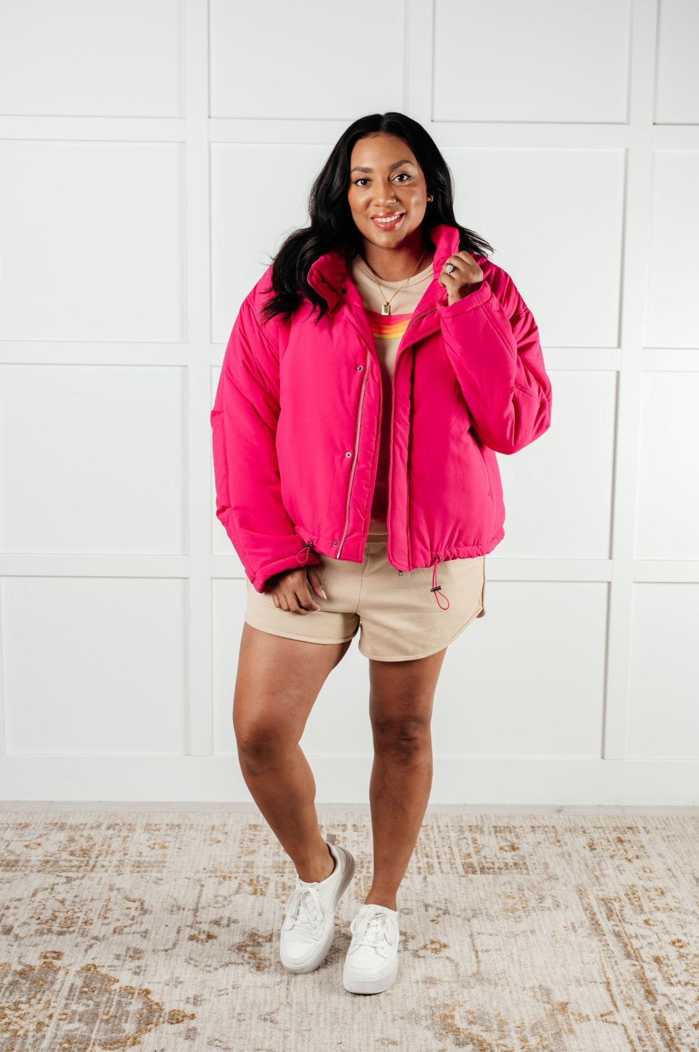 Retro Rainbow Shorts Set in Tan - Driftwood Boutique