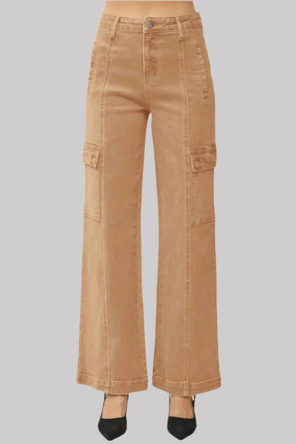 Reyna High Rise Wide Leg Cargo Jeans - Driftwood Boutique