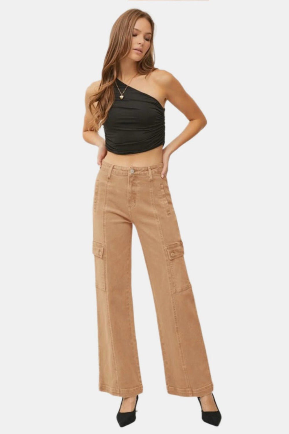 Reyna High Rise Wide Leg Cargo Jeans - Driftwood Boutique