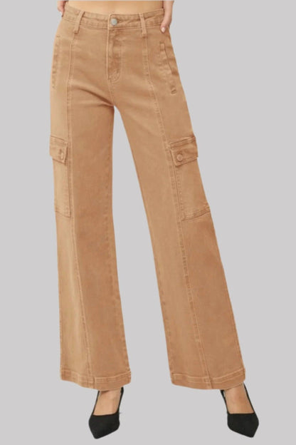 Reyna High Rise Wide Leg Cargo Jeans - Driftwood Boutique