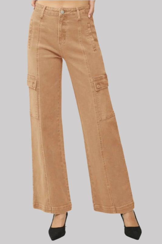 Reyna High Rise Wide Leg Cargo Jeans - Driftwood Boutique