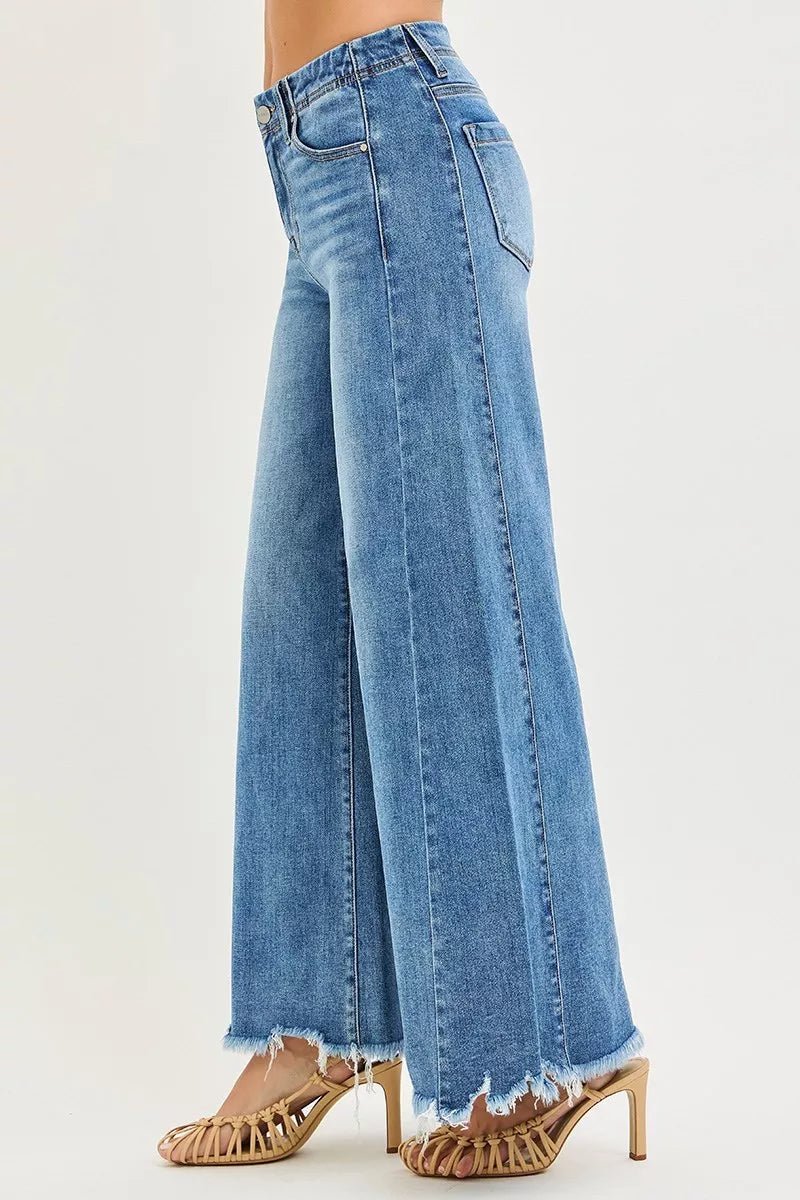 RISEN High Rise Ankle Wide Jeans - Driftwood Boutique