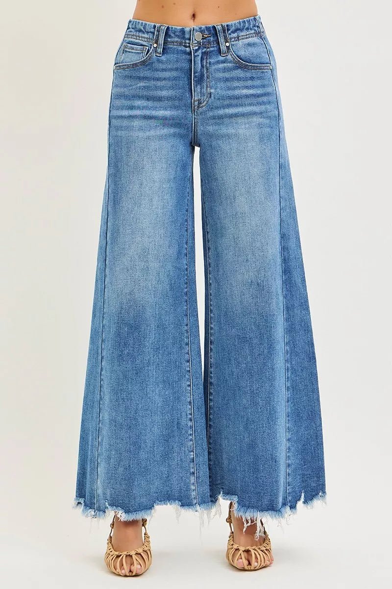 RISEN High Rise Ankle Wide Jeans - Driftwood Boutique