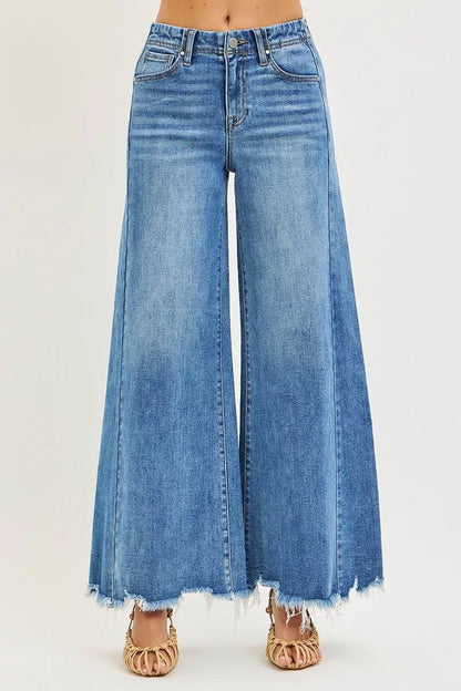 RISEN High Rise Ankle Wide Jeans - Driftwood Boutique