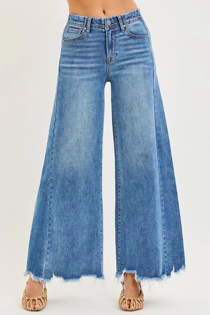RISEN High Rise Ankle Wide Jeans - Driftwood Boutique