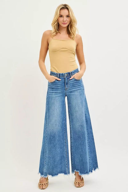 RISEN High Rise Ankle Wide Jeans - Driftwood Boutique