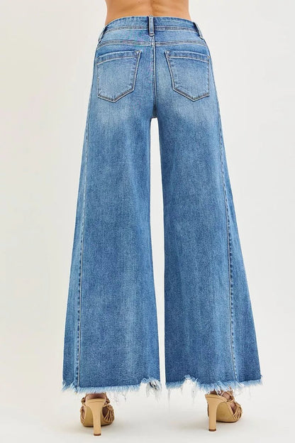 RISEN High Rise Ankle Wide Jeans - Driftwood Boutique