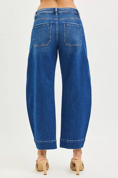 RISEN Mid Rise Crop Barrel Jeans - Driftwood Boutique
