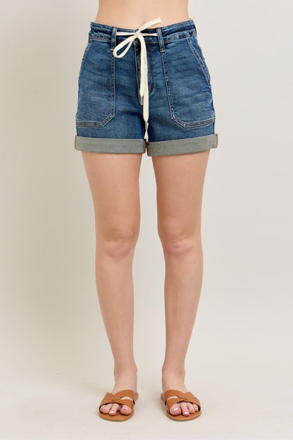 Rory High Rise Cuffed Jogger Denim Shorts - Driftwood Boutique