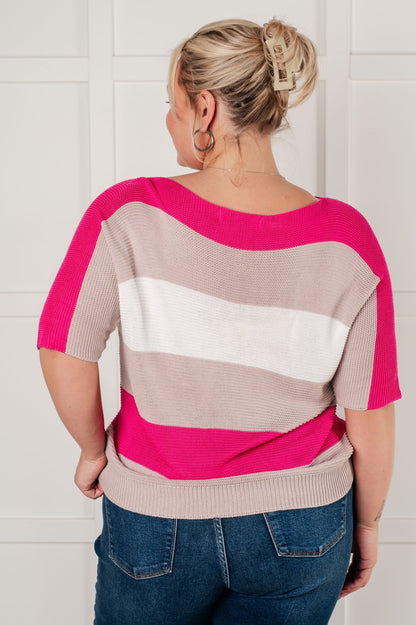 Rows Of Rose Short Sleeve Knit Top - Driftwood Boutique