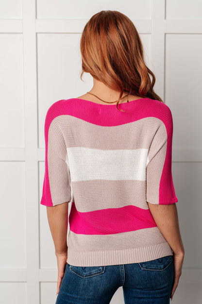 Rows Of Rose Short Sleeve Knit Top - Driftwood Boutique
