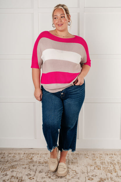 Rows Of Rose Short Sleeve Knit Top - Driftwood Boutique
