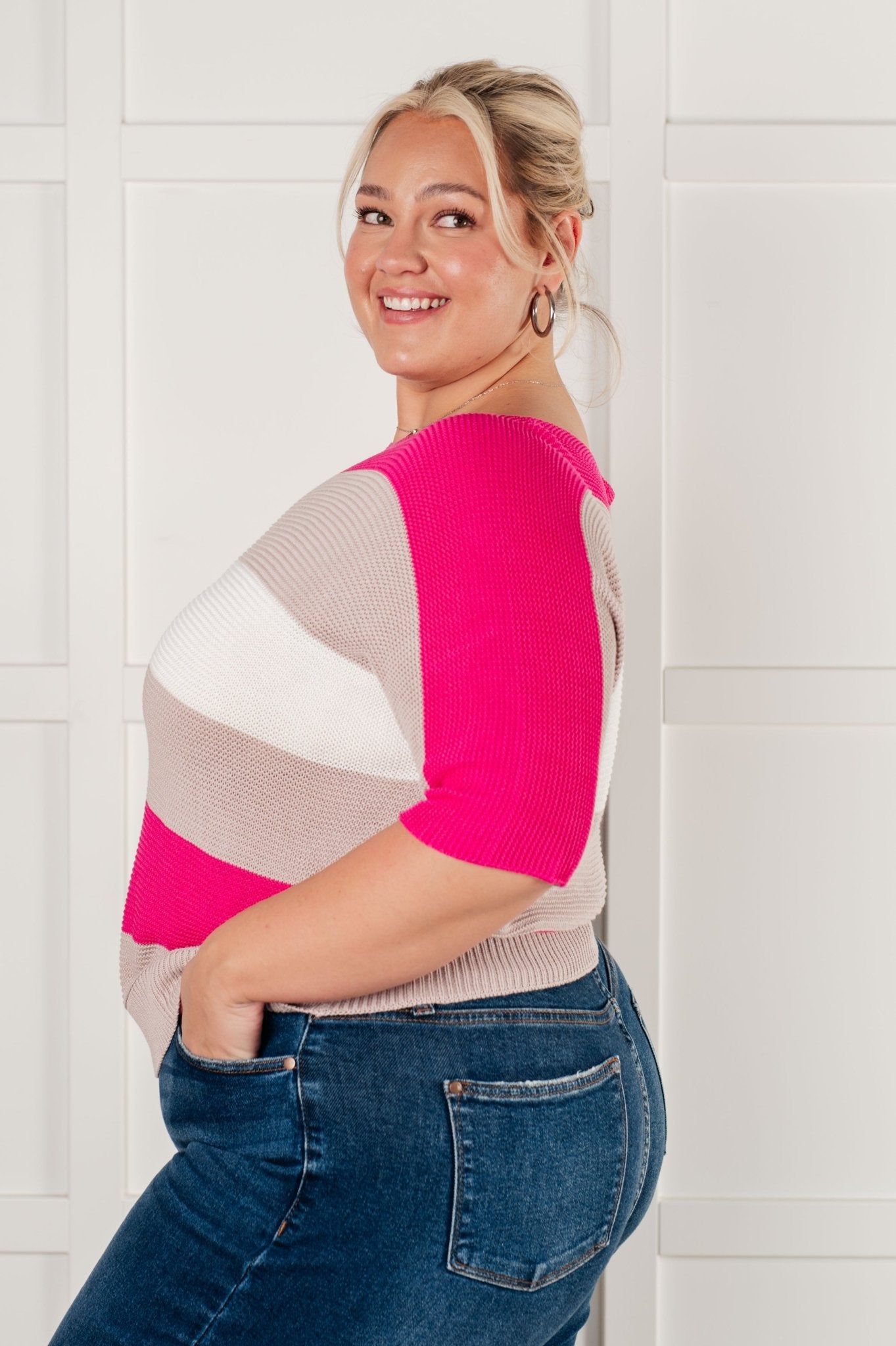 Rows Of Rose Short Sleeve Knit Top - Driftwood Boutique