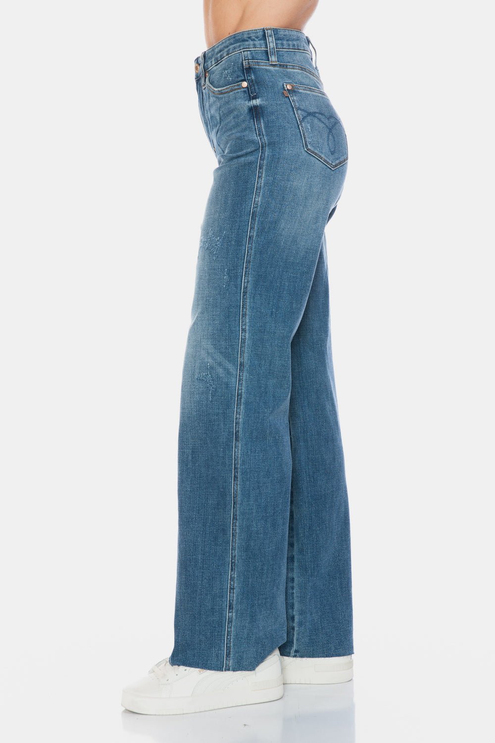 Rudy High Rise Tummy Control Raw Hem Straight Jeans - Driftwood Boutique