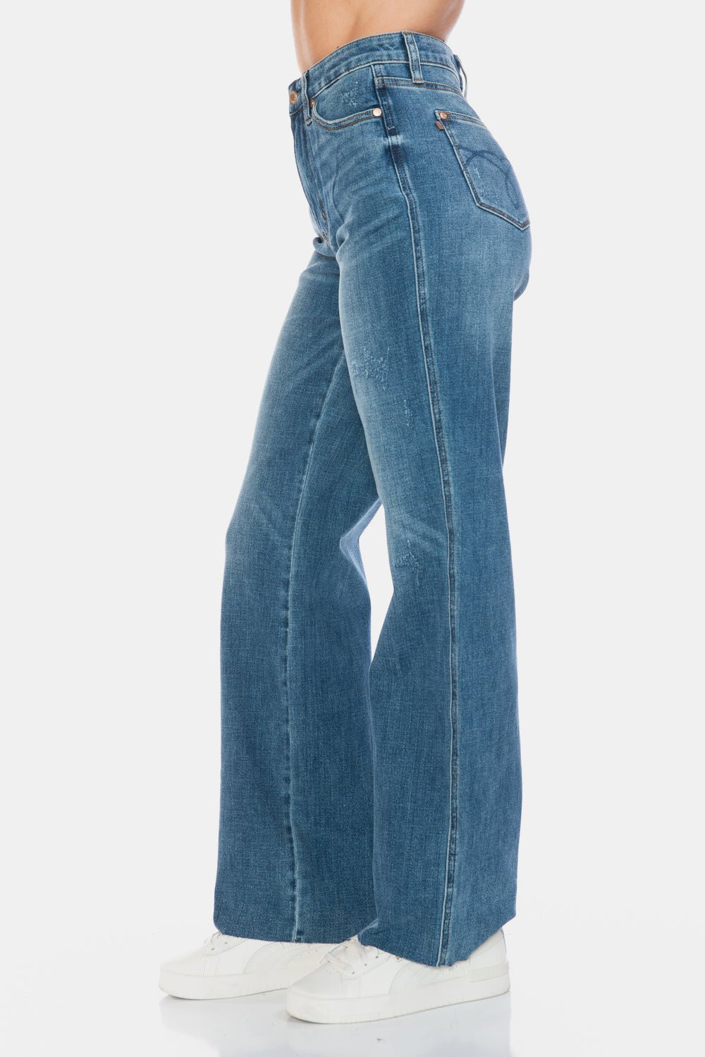 Rudy High Rise Tummy Control Raw Hem Straight Jeans - Driftwood Boutique