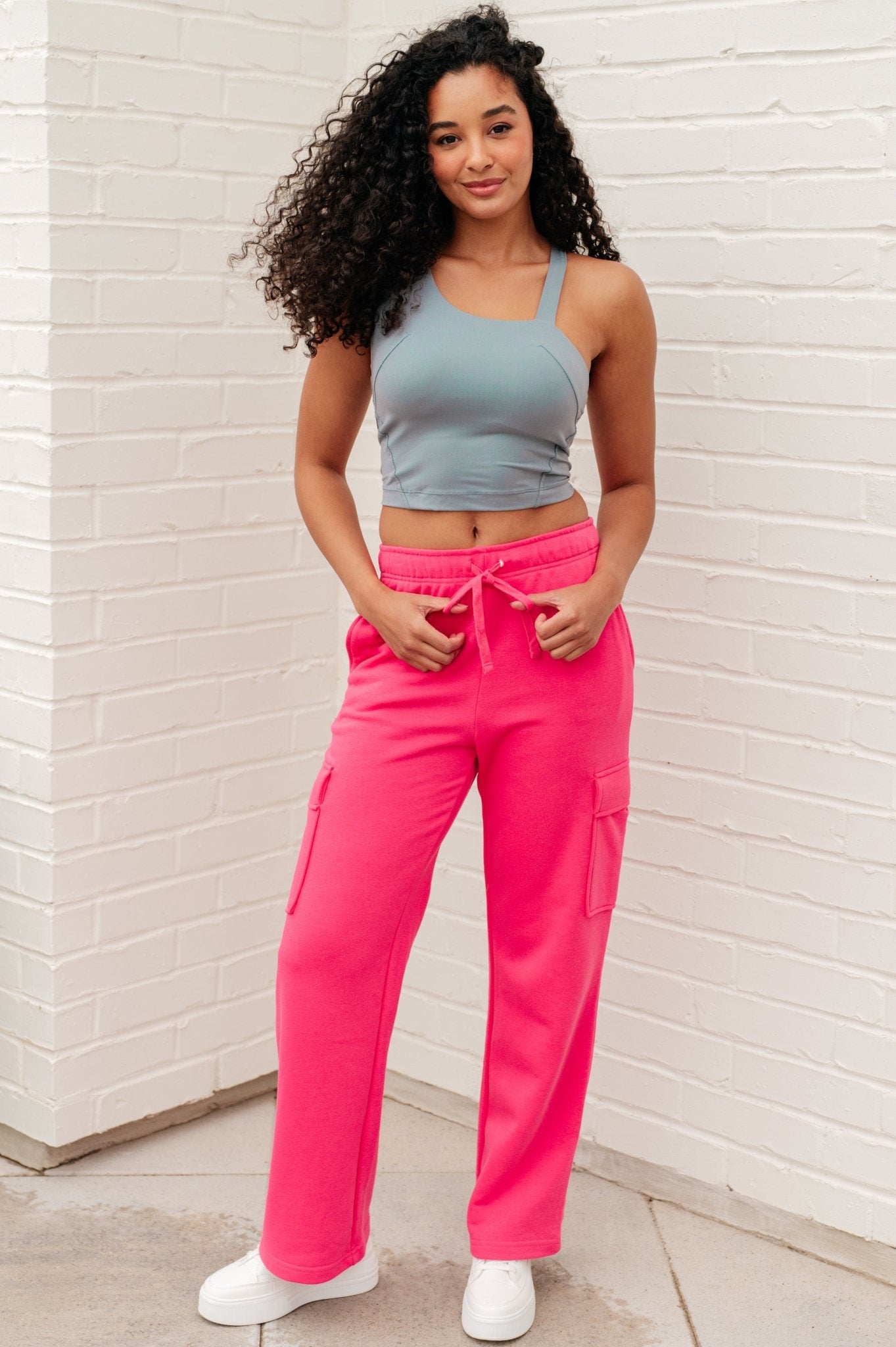 Run, Don't Walk Cargo Sweatpants in Flamingo Pink - Driftwood Boutique