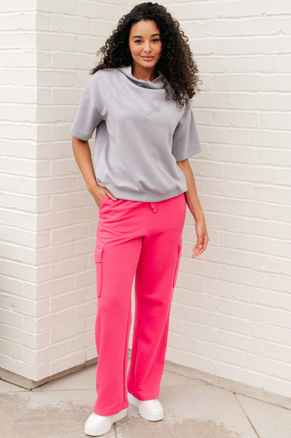Run, Don't Walk Cargo Sweatpants in Flamingo Pink - Driftwood Boutique