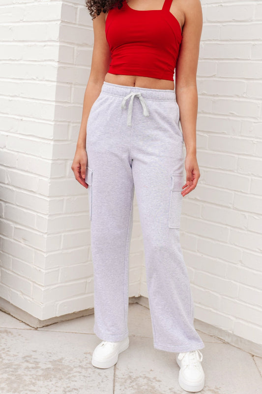 Run, Don't Walk Cargo Sweatpants in Grey - Driftwood Boutique