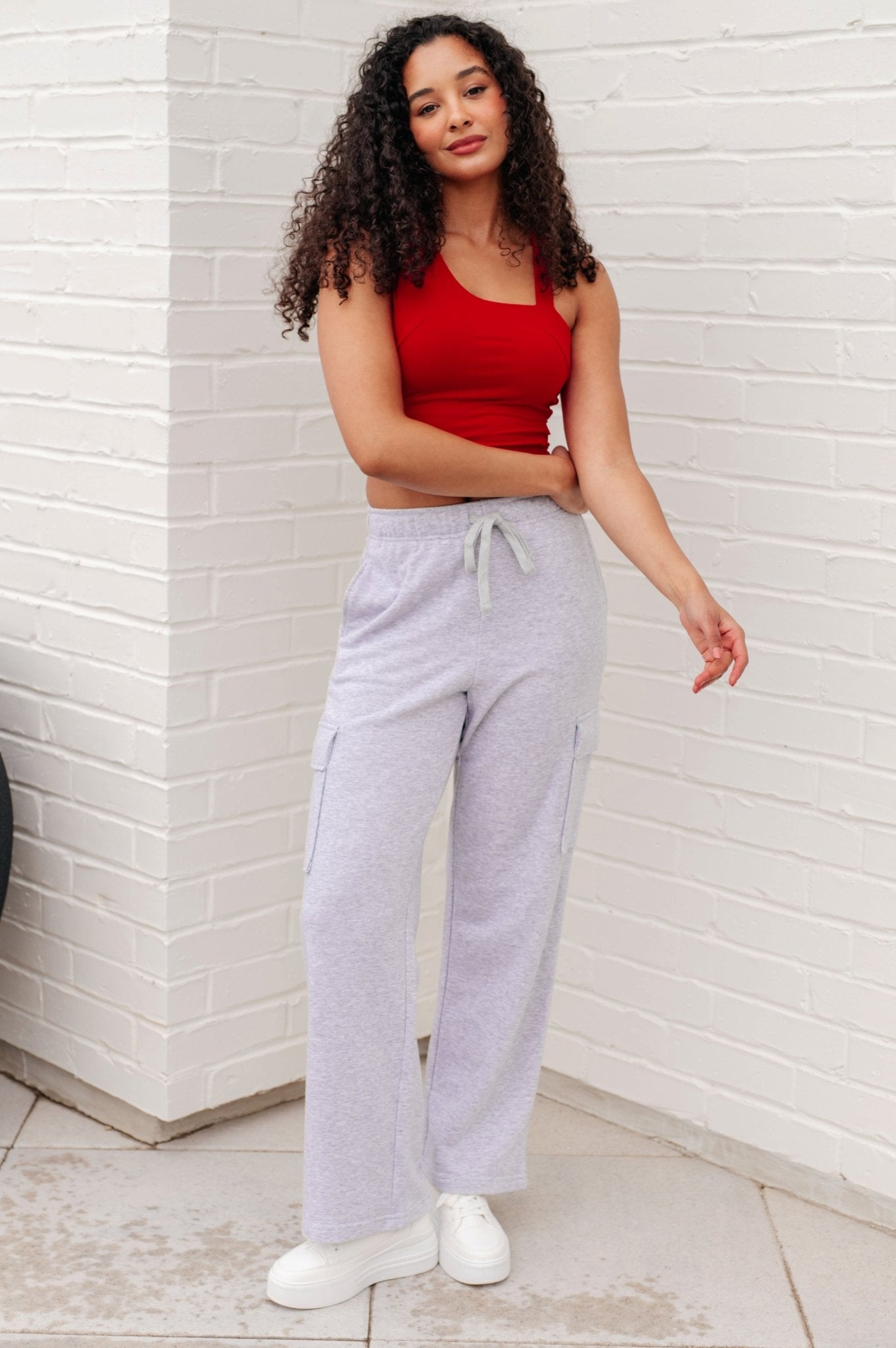 Run, Don't Walk Cargo Sweatpants in Grey - Driftwood Boutique