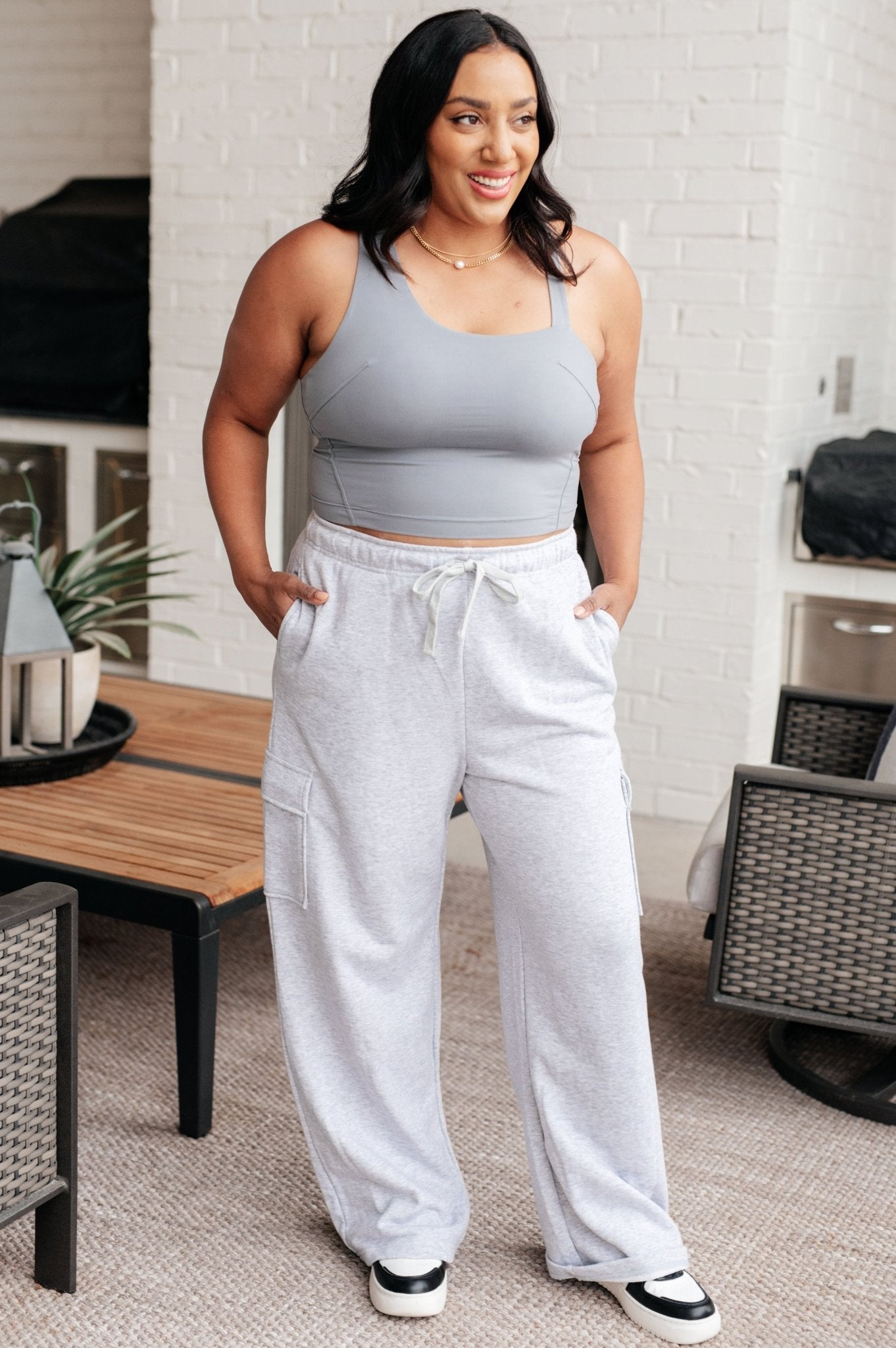 Run, Don't Walk Cargo Sweatpants in Grey - Driftwood Boutique