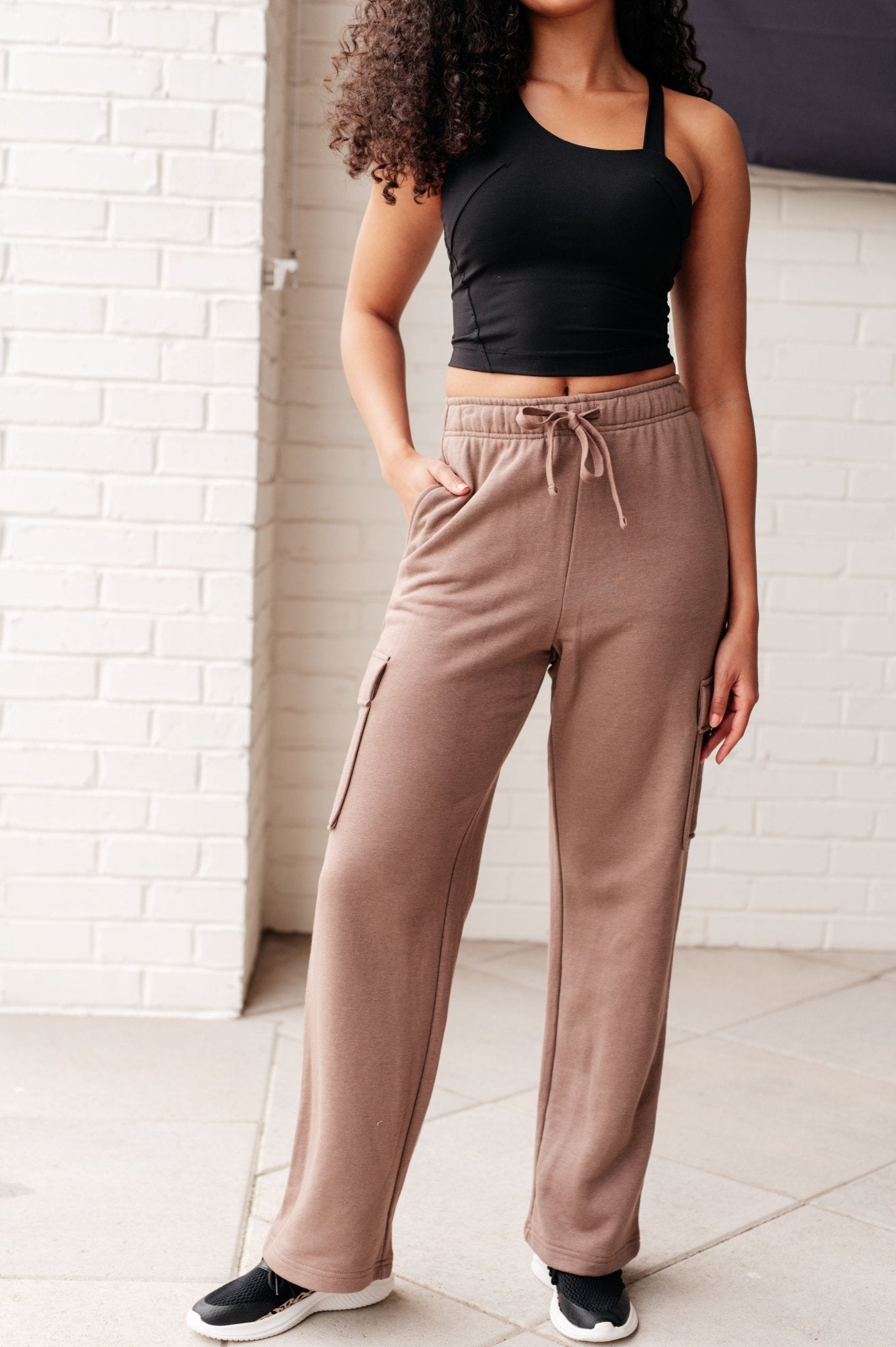 Run, Don't Walk Cargo Sweatpants in Smokey Brown - Driftwood Boutique
