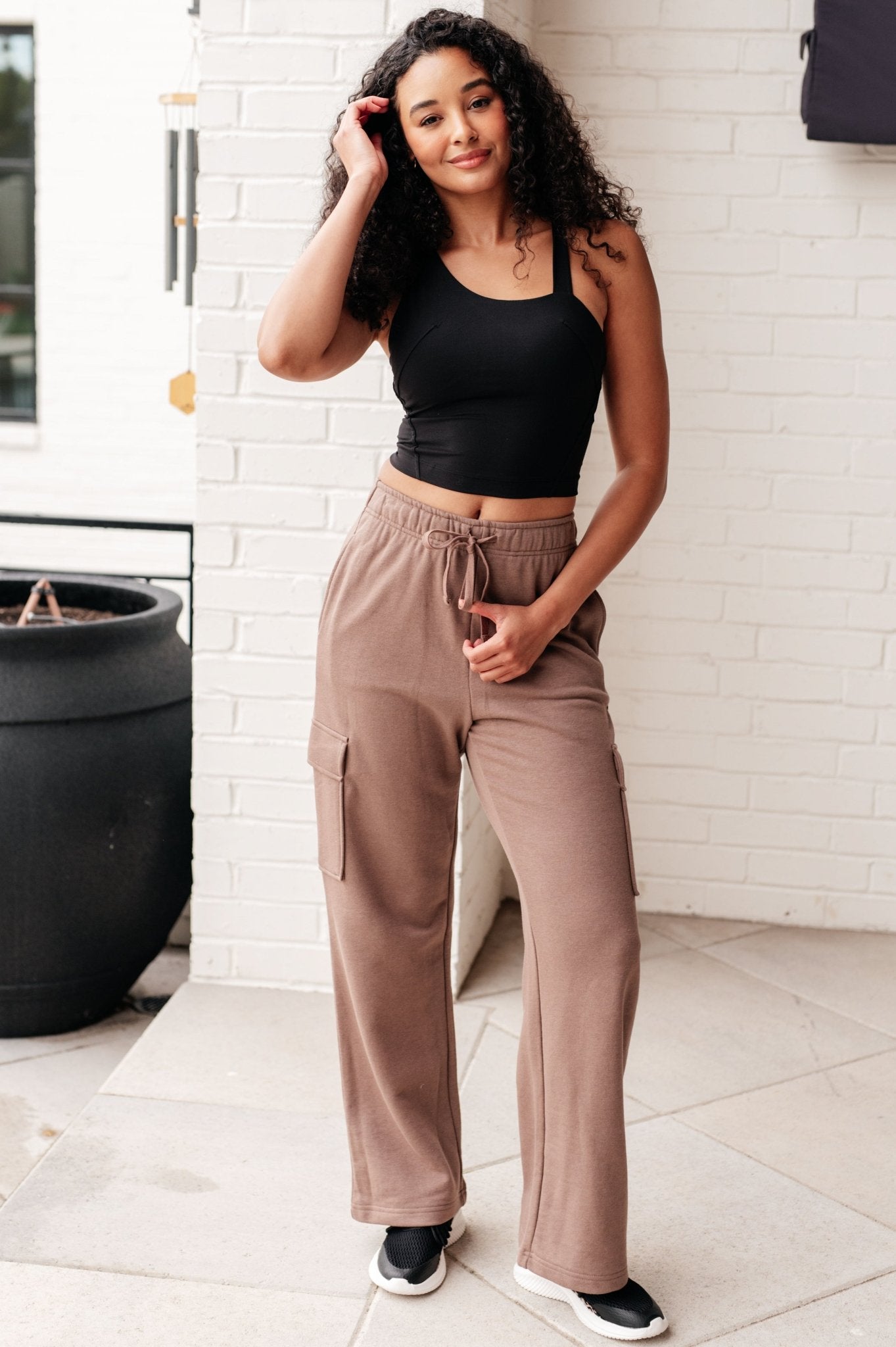 Run, Don't Walk Cargo Sweatpants in Smokey Brown - Driftwood Boutique