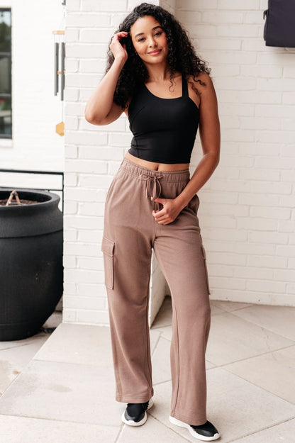 Run, Don't Walk Cargo Sweatpants in Smokey Brown - Driftwood Boutique