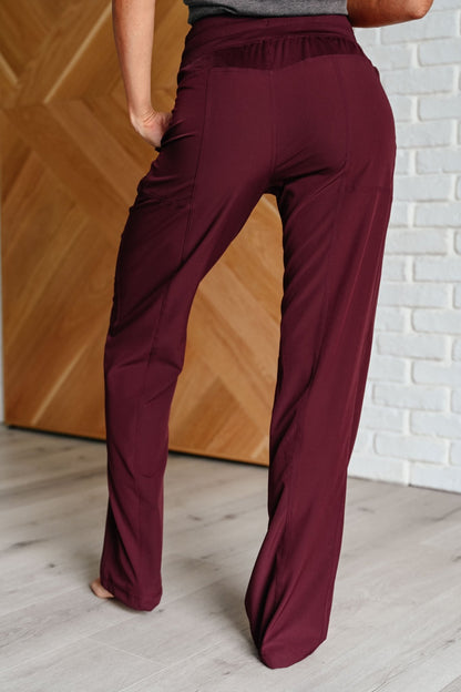 Runner's High Drawstring Joggers in Red Merlot - Driftwood Boutique