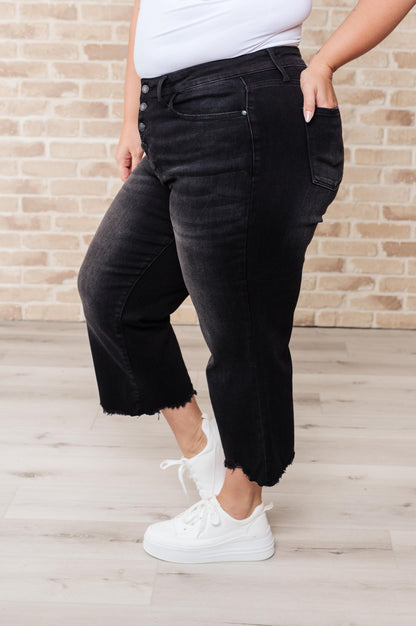 Ryan High Rise Button Fly Wide Leg Crop Jeans - Driftwood Boutique