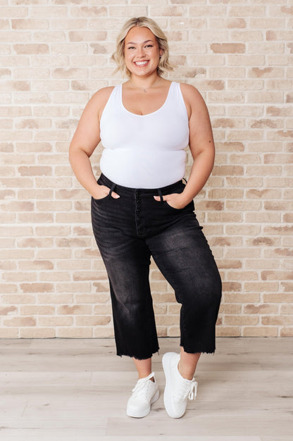 Ryan High Rise Button Fly Wide Leg Crop Jeans - Driftwood Boutique