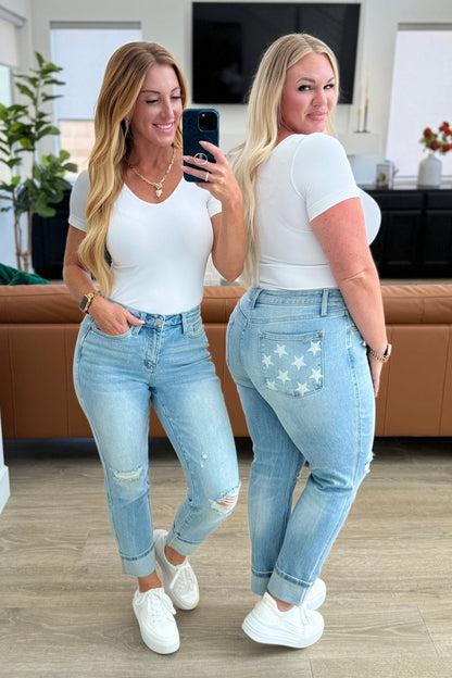 Sam Mid Rise Star Pocket Boyfriend Jeans - Driftwood Boutique
