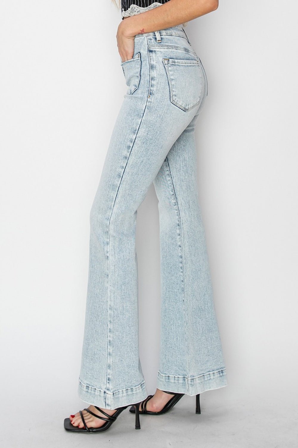 Sanja High Rise Front Patch Pocket Flare Jeans - Driftwood Boutique