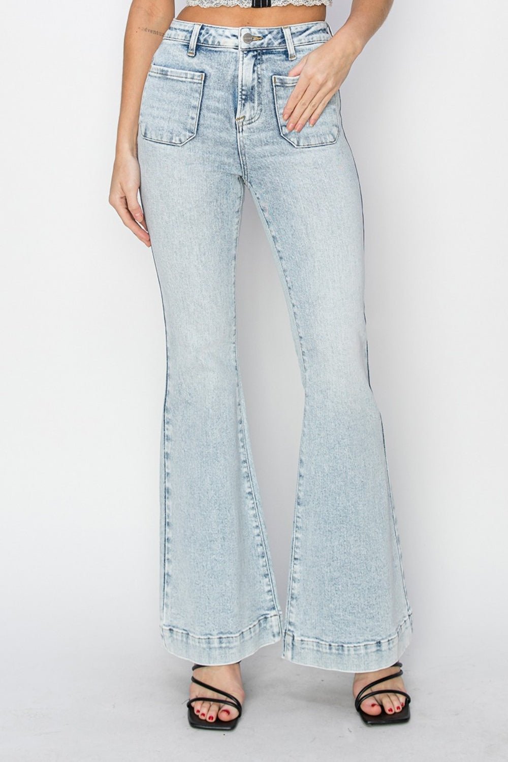 Sanja High Rise Front Patch Pocket Flare Jeans - Driftwood Boutique