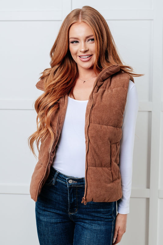 Set Me Up Corduroy Puffer Vest - Driftwood Boutique