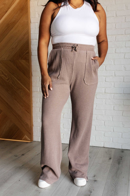 Set Process Mineral Wash Waffle Knit Pants in Brown - Driftwood Boutique