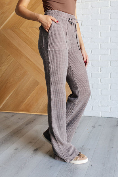 Set Process Mineral Wash Waffle Knit Pants in Brown - Driftwood Boutique