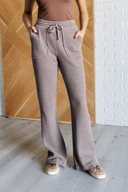 Set Process Mineral Wash Waffle Knit Pants in Brown - Driftwood Boutique